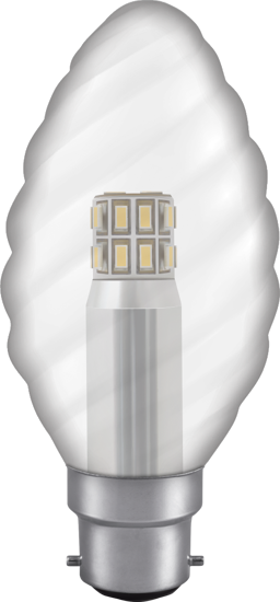 Picture of Manor Range LED Twisted Candle 3W Clear Available in ALL Cap Types