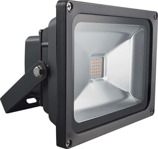 Black robust wall mounted LED floodlight with bracket