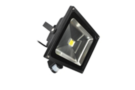 Black exterior wall mounted floodlight with motion sensor