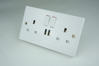Picture of Twin Switched Socket with 2x USB Ports in White