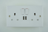 Picture of Twin Switched Socket with 2x USB Ports in White