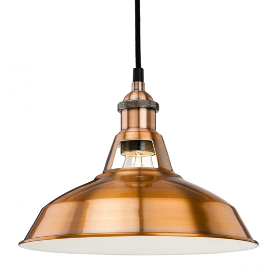 Brushed copper pendant with black flex perfect for kitchen lighting