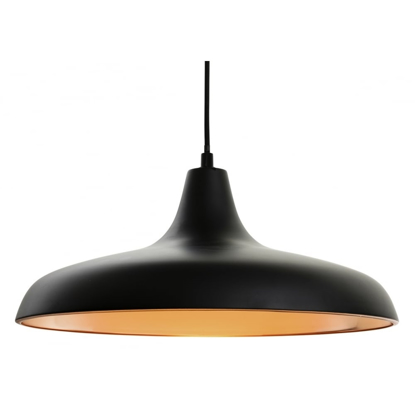 Matt black shade pendant light with orange inside