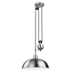 Rise and fall pendant light in a brushed steel finish