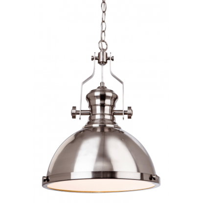 Industrial style pendant in a brushed steel finish