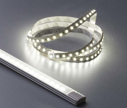 Reel of illuminated bright white LED strip