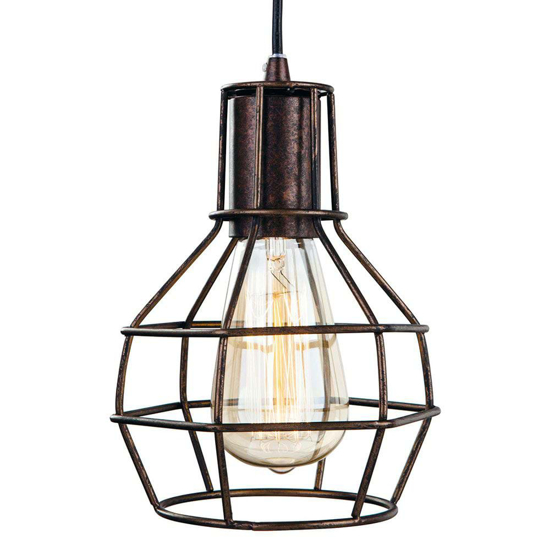 Industrial style cage pendant with filament bulb