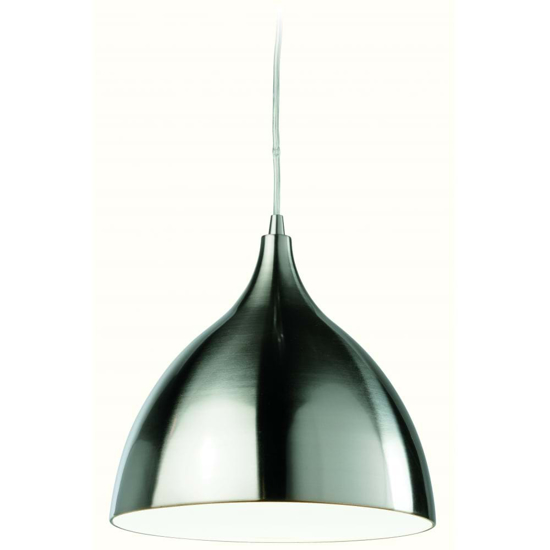 Brushed steel pendant light with white interior