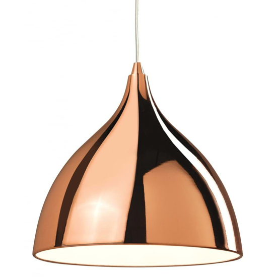 Copper finish pendant light with white interior