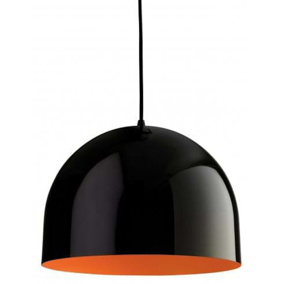 Large black ceiling light with orange interior