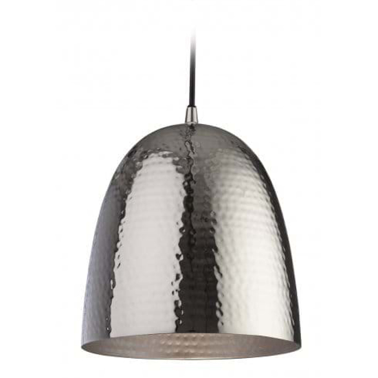 Contemporary style pendant light with a ribbed nickel finish