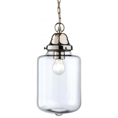 Glass shade pendant light with chrome lamp holder