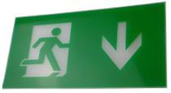 Running man down legend for exit sign