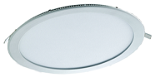 White recessed circular panel downlight