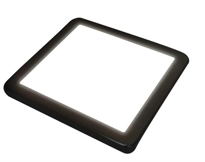 Square cabinet light with black trim