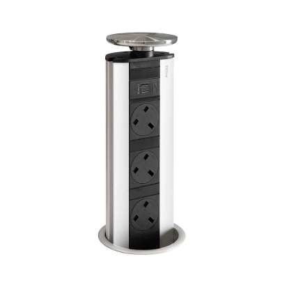 Picture of EVOline Port Pop-Up Module 3x Sockets with USB A+C in Stainless Steel SY7366