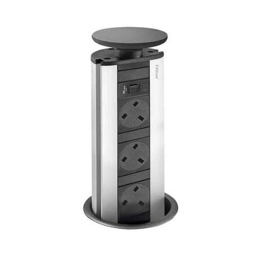 Picture of EVOline Port Pop-Up Module 3x Sockets with USB A+C in Black SY7366BL