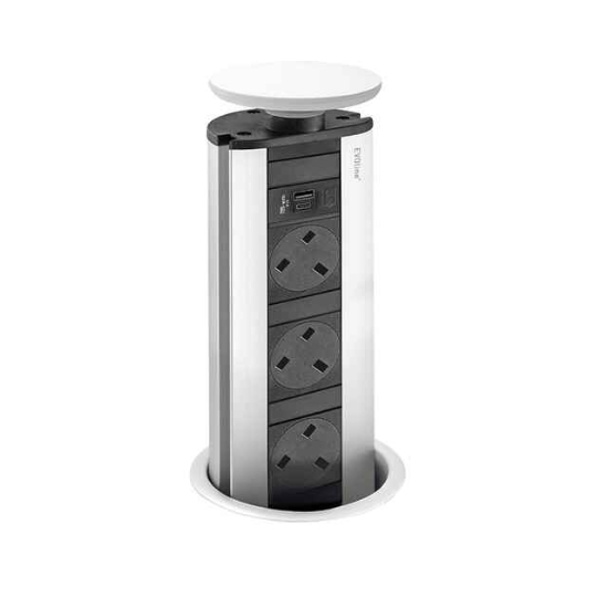 Picture of EVOline Port Pop-Up Module 3x Sockets with USB A+C in White SY7366WH