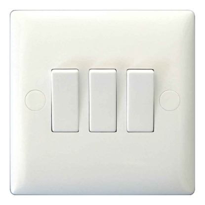 Picture of Varilight Polar White 3-Gang 2-Way Rocker Switch XO3W