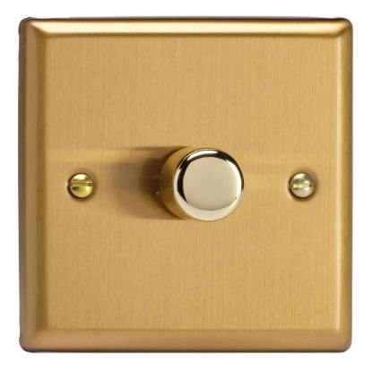 Picture of Varilight V-Pro Brushed Brass 1-Gang 2-Way Rotary LED Dimmer  1x 0-120W JBP401