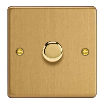 Picture of Varilight V-Pro Brushed Brass 1-Gang 2-Way Rotary LED Dimmer  1x 0-120W JDEP401.BB