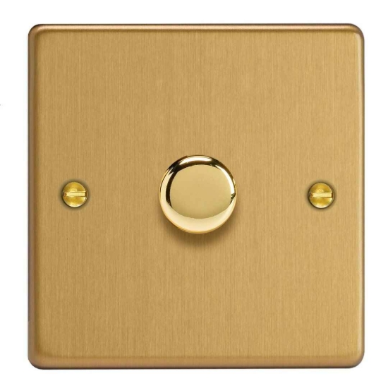 Picture of Varilight V-Pro Brushed Brass 1-Gang 2-Way Rotary LED Dimmer  1x 0-120W JDEP401.BB