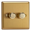Picture of Varilight V-Pro Brushed Brass 2-Gang 2-Way Rotary LED Dimmer  2x 0-120W JBP252