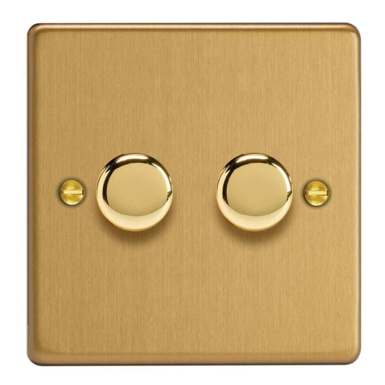 Picture of Varilight V-Pro Brushed Brass 2-Gang 2-Way Rotary LED Dimmer 2x 0-120W JDEP252.BB