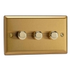 Picture of Varilight V-Pro Brushed Brass 3-Gang 2-Way Rotary LED Dimmer 3x 0-120W JBDP303