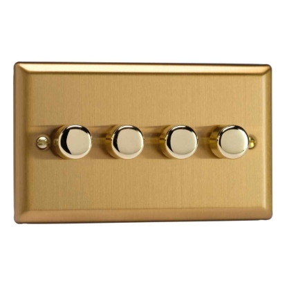 Picture of Varilight V-Pro Brushed Brass 4-Gang 2-Way Rotary LED Dimmer 4x 0-120W JBDP254