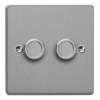 Picture of Varilight V-Pro Brushed Steel 2-Gang 2-Way Rotary LED Dimmer 2x 0-120W JDEP252.BS