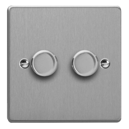 Picture of Varilight V-Pro Brushed Steel 2-Gang 2-Way Rotary LED Dimmer 2x 0-120W JDEP252.BS