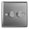 Picture of Varilight V-Pro Brushed Steel 2-Gang 2-Way Rotary LED Dimmer  2x 0-120W JTP252