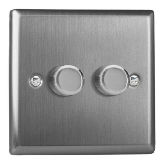 Picture of Varilight V-Pro Brushed Steel 2-Gang 2-Way Rotary LED Dimmer  2x 0-120W JTP252