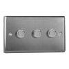 Picture of Varilight V-Pro Brushed Steel 3-Gang 2-Way Rotary LED Dimmer  3x 0-120W JTDP303