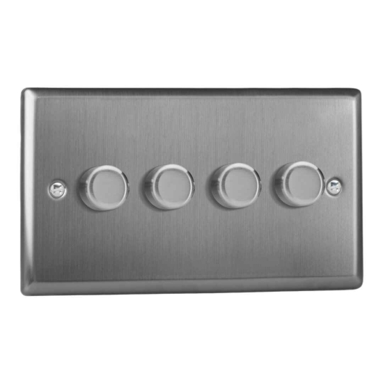 Picture of Varilight V-Pro Brushed Steel 4-Gang 2-Way Rotary LED Dimmer  4x 0-120W JTDP254