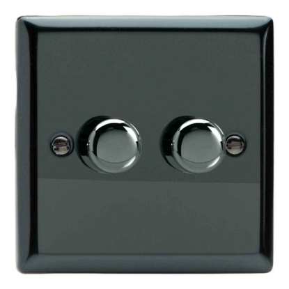 Picture of Varilight V-Pro Iridium Black 2-Gang 2-Way Rotary LED Dimmer 2x 0-120W JIP252