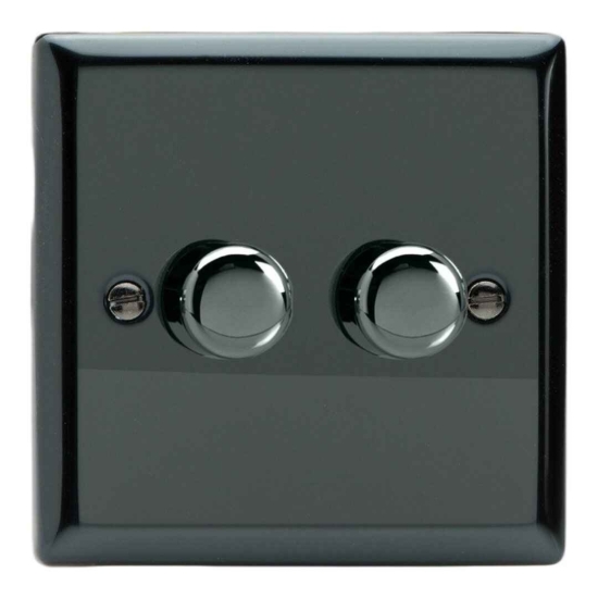Picture of Varilight V-Pro Iridium Black 2-Gang 2-Way Rotary LED Dimmer 2x 0-120W JIP252