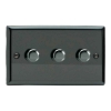 Picture of Varilight V-Pro Iridium Black 3-Gang 2-Way Rotary LED Dimmer  3x 0-120W JIDP303