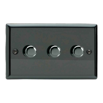 Picture of Varilight V-Pro Iridium Black 3-Gang 2-Way Rotary LED Dimmer 3x 0-120W JIDP303