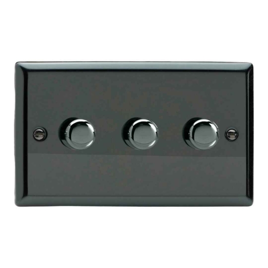 Picture of Varilight V-Pro Iridium Black 3-Gang 2-Way Rotary LED Dimmer  3x 0-120W JIDP303