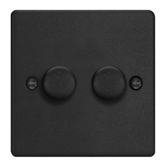 Picture of Varilight V-Pro Matt Black 2-Gang 2-Way Rotary LED Dimmer 2x 0-120W JDEP252.MB
