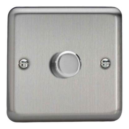 Picture of Varilight V-Pro Matt Chrome 1-Gang 2-Way Rotary LED Dimmer 1x 0-120W JSP401
