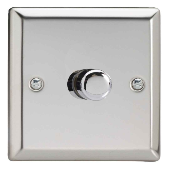 Picture of Varilight V-Pro Mirror Chrome 1-Gang 2-Way Rotary LED Dimmer 1x 0-120W JCP401