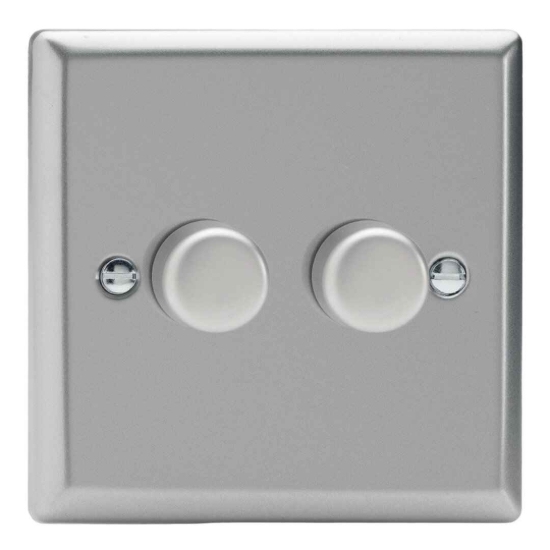 Picture of Varilight V-Pro Satin Chrome 2-Gang 2-Way Rotary LED Dimmer 2x 0-120W JNP252