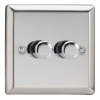 Picture of Varilight V-Pro Mirror Chrome 2-Gang 2-Way Rotary LED Dimmer 2x 0-120W JCP252