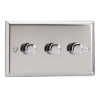 Picture of Varilight V-Pro Mirror Chrome 3-Gang 2-Way Rotary LED Dimmer 3x 0-120W JCDP303