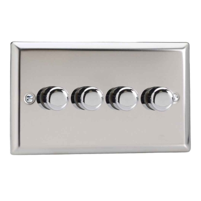 Picture of Varilight V-Pro Mirror Chrome 4-Gang 2-Way Rotary LED Dimmer  4x 0-120W JCDP254