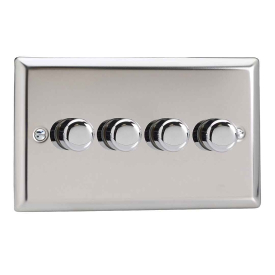 Picture of Varilight V-Pro Mirror Chrome 4-Gang 2-Way Rotary LED Dimmer  4x 0-120W JCDP254