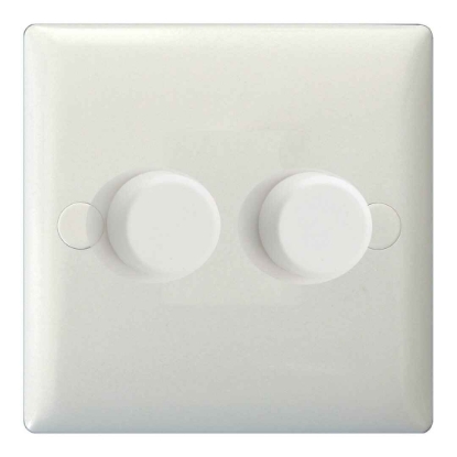 Picture of Varilight V-Pro Polar White 2-Gang 2-Way Rotary LED Dimmer  2x 0-120W JOP252W